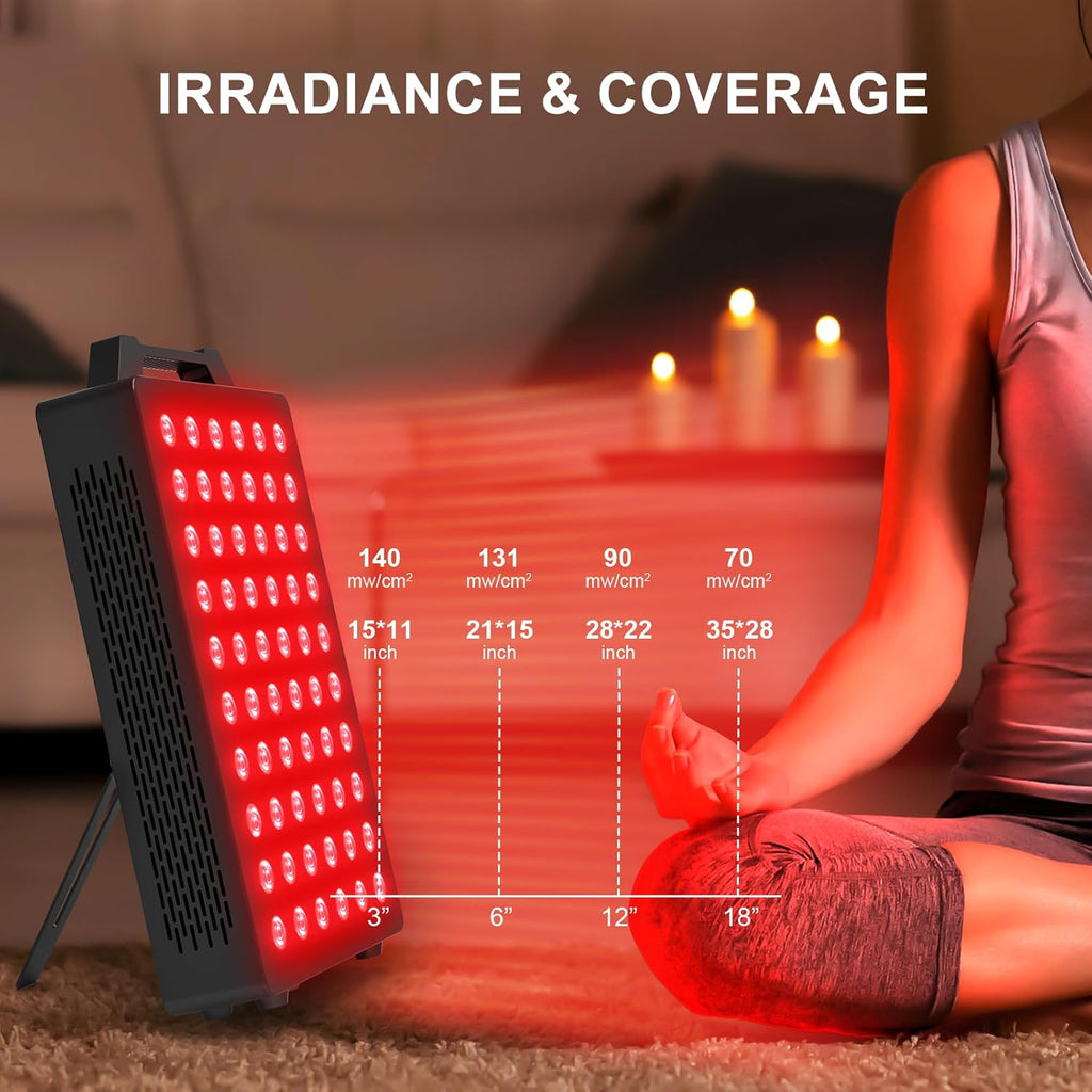 BONTANNY Red Light Therapy, 660nm 850nm 2-Wavelength Red Near Infrared Light Device with 60 Dual Chip Clinical Grade LEDs, Remote Control, Timer for Face, Body, Skin, Pain Relief, BO-300 (Black)