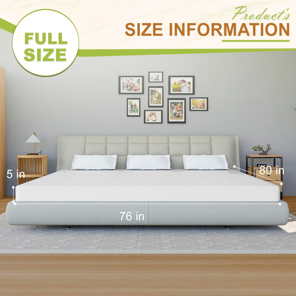 King Size Mattress, Gel Memory Foam, Pressure Relieving & Cooling, CertiPUR-US Certified, Bed-in-a-Box, 80'L x 76'W x 5'Th, White