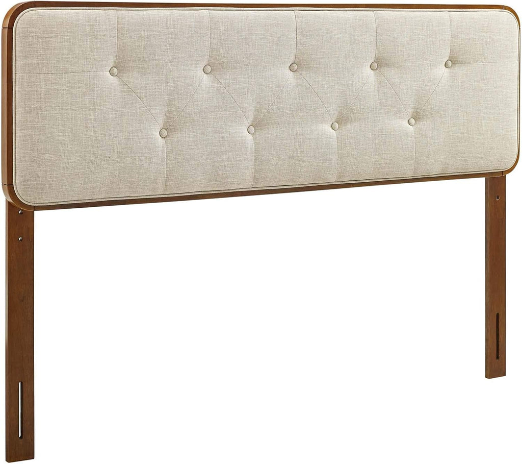 Modway MOD-6233-WAL-BEI Collins Tufted Full Fabric and Wood Headboard, Walnut Beige