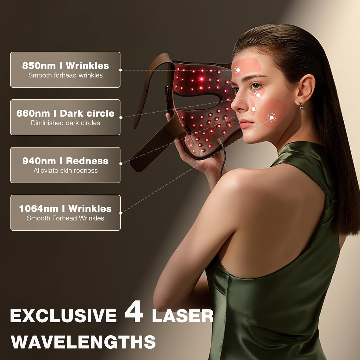 JOVS 4D Laser Light Therapy Mask - Red Light Therapy for Face, Led Face Mask Light Therapy, 6x Powerful More Than LED, FPT Technology, 4 Wavelengths, Anti-Aging, Gift for Women Mom Wife
