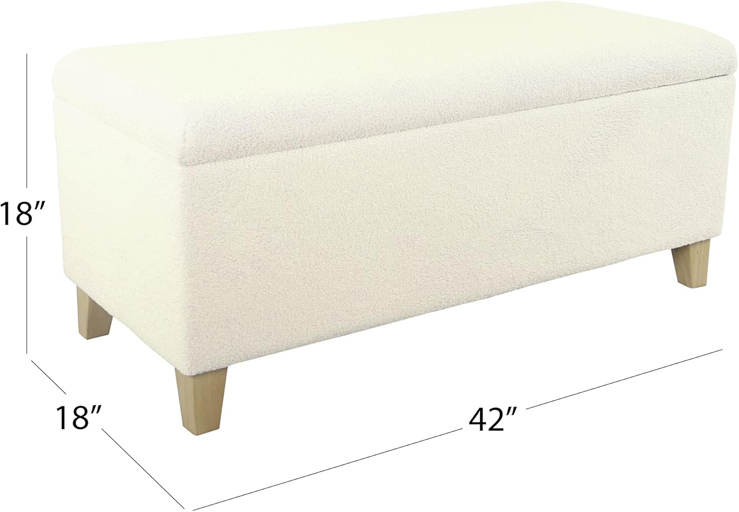 HomePop Storage Bench, Pearl Cream, Rectangle