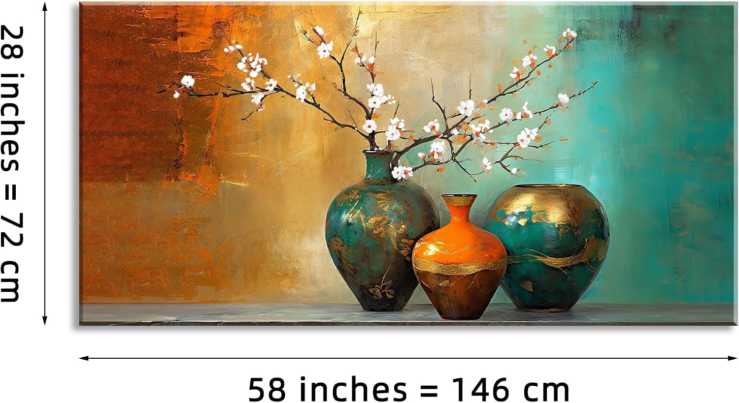 ZOMNAI Modern Painting Flowers in Vase Plants Wall Art Decor Artwork for Bedroom (30x60 Inches)