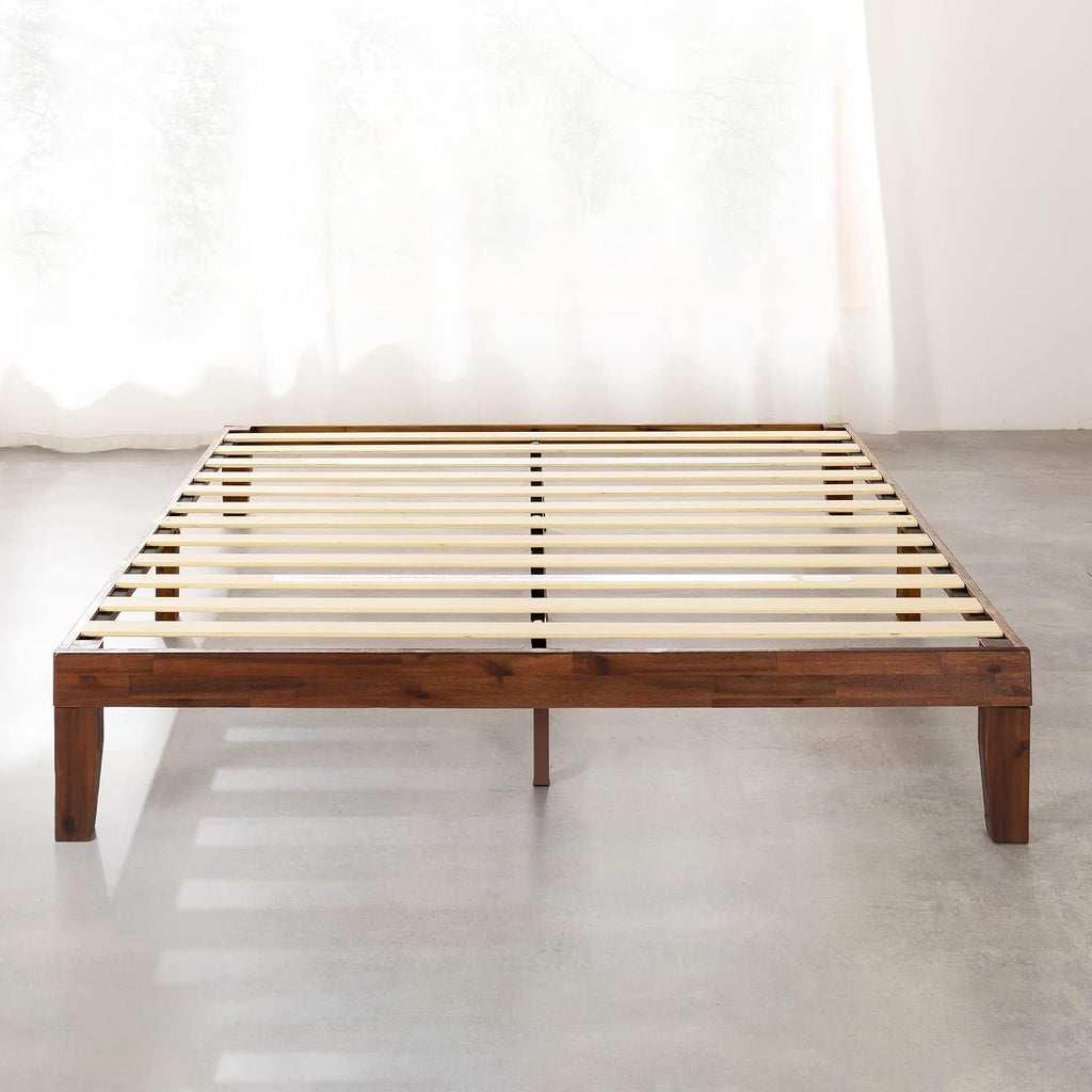 Mellow 12' Solid Wood Platform Bed Frame with Classic Wooden Slat (No Box Spring Needed), King, Espresso