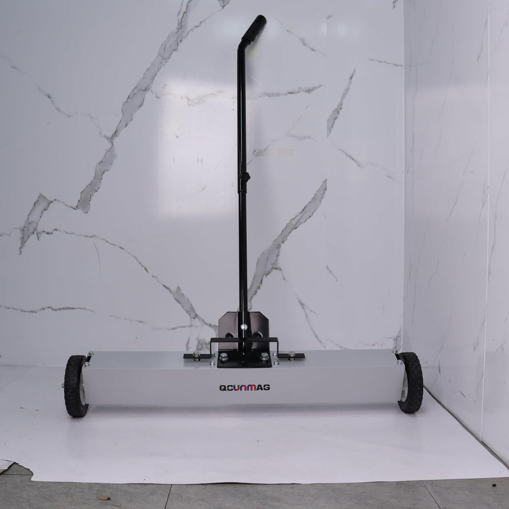 Magnetic Sweeper with Wheels, 24 Inch, Rolling Magnetic Pick Up Tool, Adjustable Handle