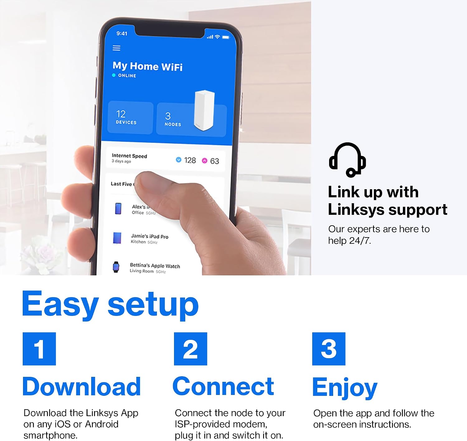 Linksys Atlas WiFi 6 Router Home WiFi Mesh System, Dual-Band, 4,000 Sq. ft Coverage, 50+ Devices, Speeds up to (AX3000) 3.0Gbps - MX2000 2-Pack