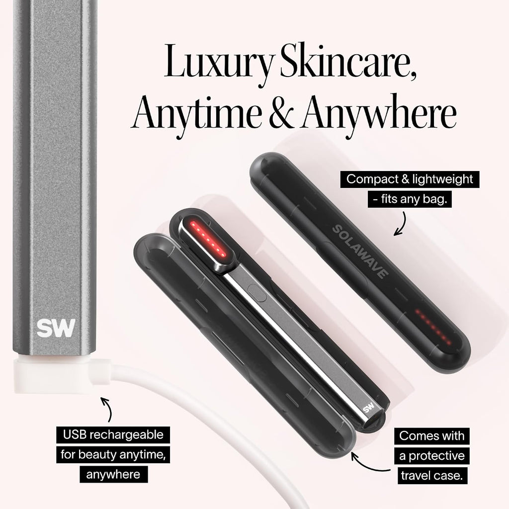 Solawave 4-in-1 Red Light Therapy Wand for Face & Neck | Beauty Device with Galvanic Current, Massager & Warmth | Anti-Aging, Wrinkle Reduction, Skin Tightening, Depuffing & Rejuvenation (Matte Black)