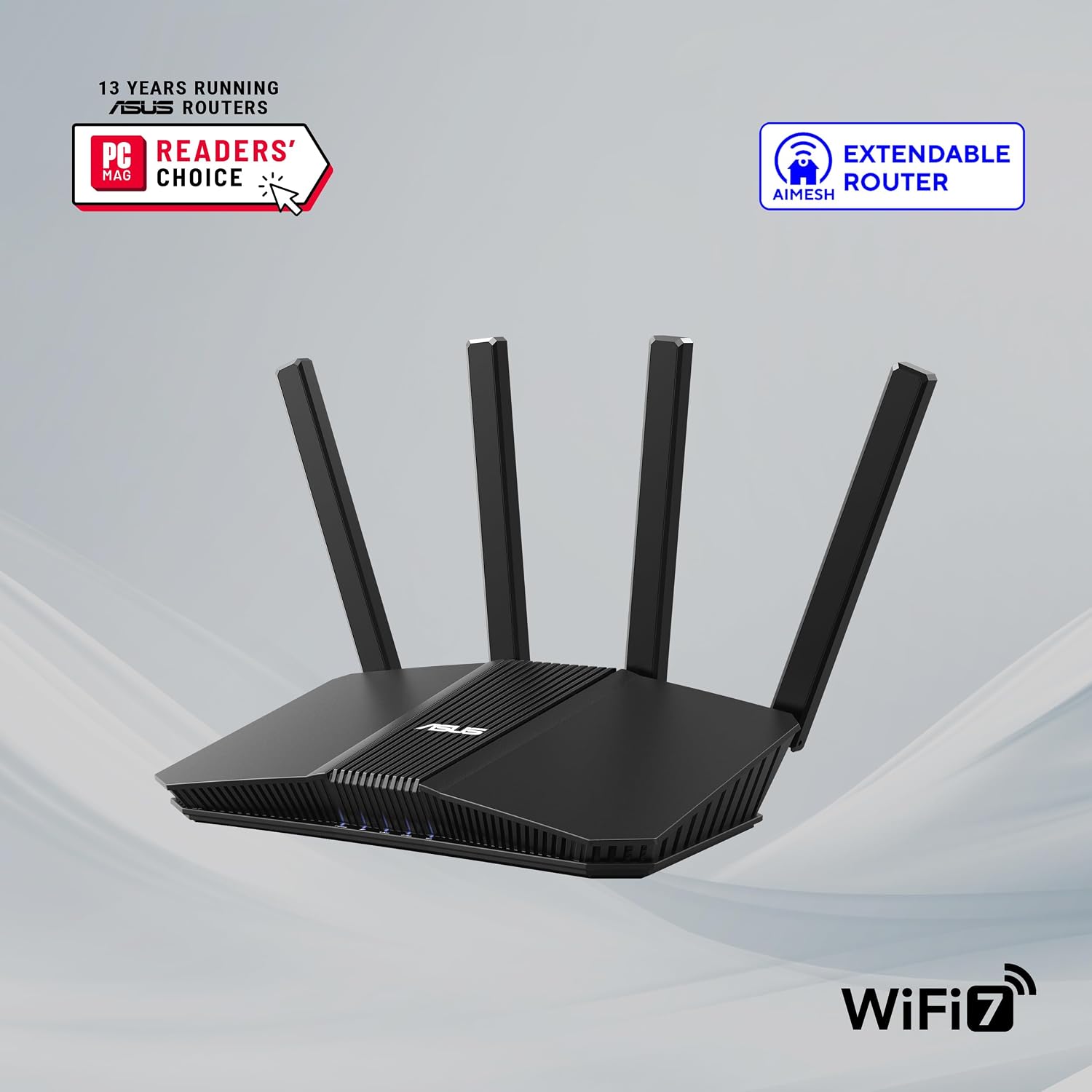 ASUS RT-BE55 Dual-Band WiFi 7 (802.11be) Smart AiMesh Extendable Router, 3600 Mbps, 2.5G Port, Up to 3 SSIDs for IoT Devices, Parental Controls & VPNs, Advanced Network Security