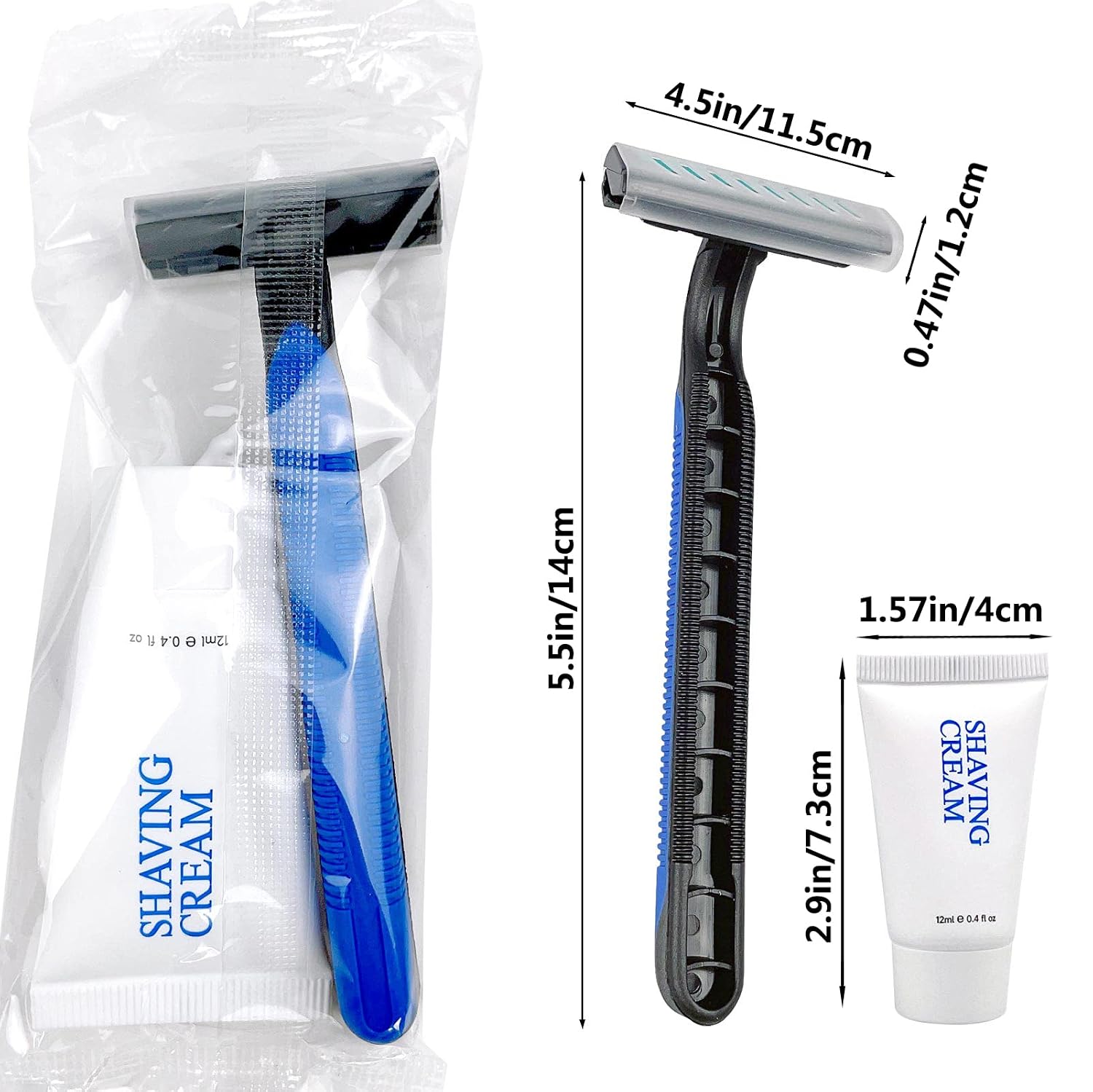 Shave Kit in Bulk, Smooth Shave Disposable Razor and Cream(12g), Individually Wrapped Toiletries Amenities for Hotel, Airbnb, Homeless, Shelter, Camping and Travel (408 Pack)