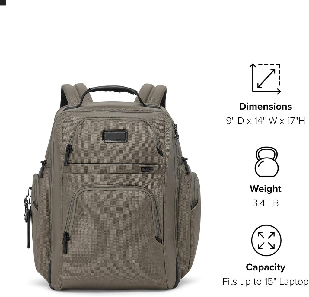 TUMI - Alpha Brief Pack - Men's and Women's Work and Travel Laptop Backpack with Padded Adjustable Strap - Fits Up to 15' Screen - Grey Alloy