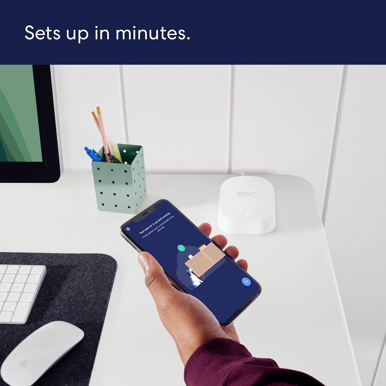 Like-New Amazon eero 6+ mesh wifi router - Supports internet plans up to a Gigabit, Coverage up to 1,500 sq. ft., Connect 75+ devices, 1-pack
