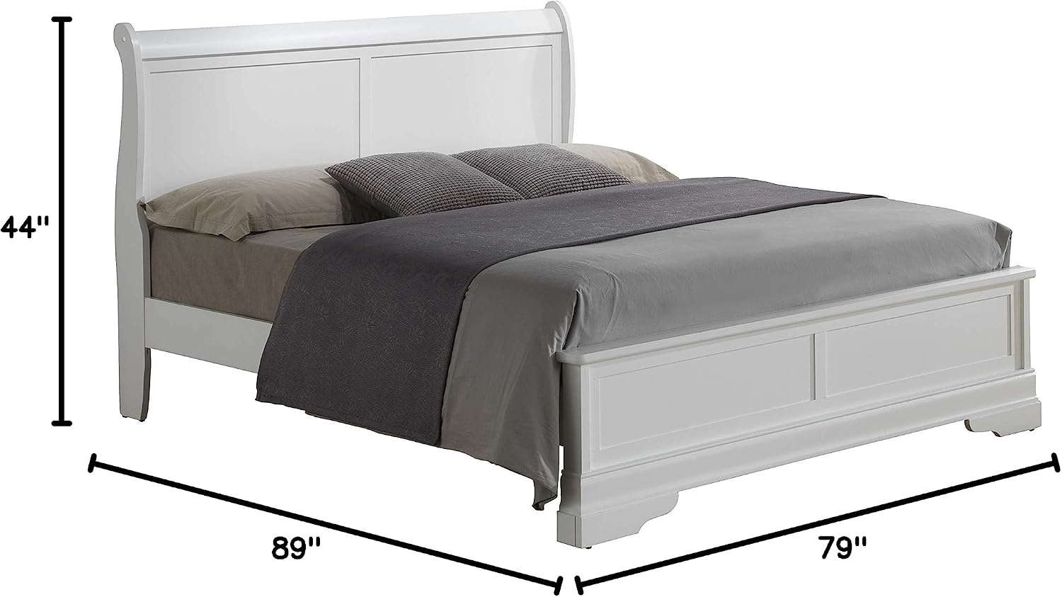 Glory Furniture Louis Phillipe King Panel Bed in White