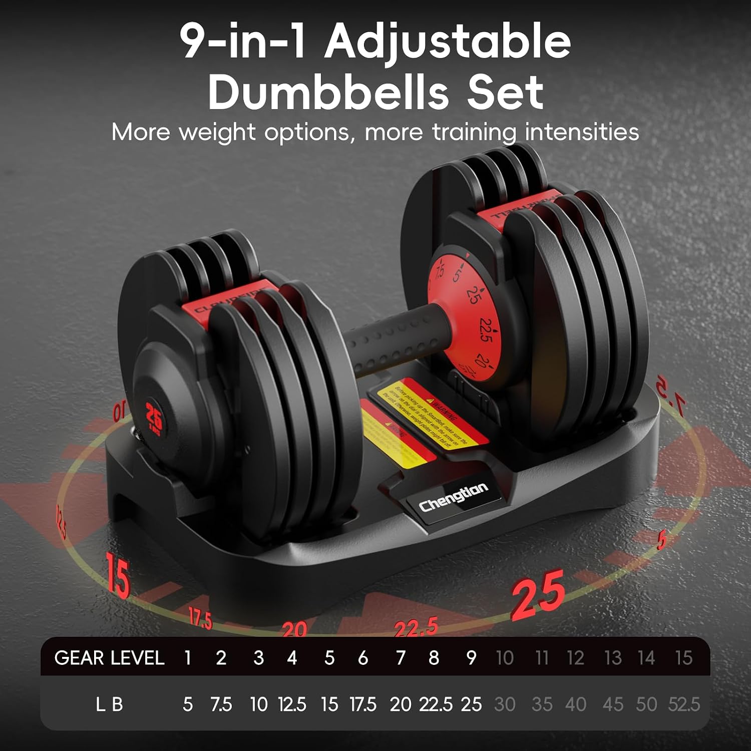 New Upgraded Adjustable Dumbbell Set of 2 (52.5 lbs/25 lbs), 15/9 Weights Dumbbell Set with Safe Locking System, Quick Adjustable Dumbbells For Men and Women Home Gym Workout with Anti-Slip Handle