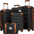 TAKUMI Luggage Sets 5 Piece Lightweight Carry On luggage with Duffel Bag ABS+PC Hardshell Suitcases with YKK zippers Double Spinner Wheels Travel Luggage with TSA Lock(BLACK BROWN, 5 PIECE SET)