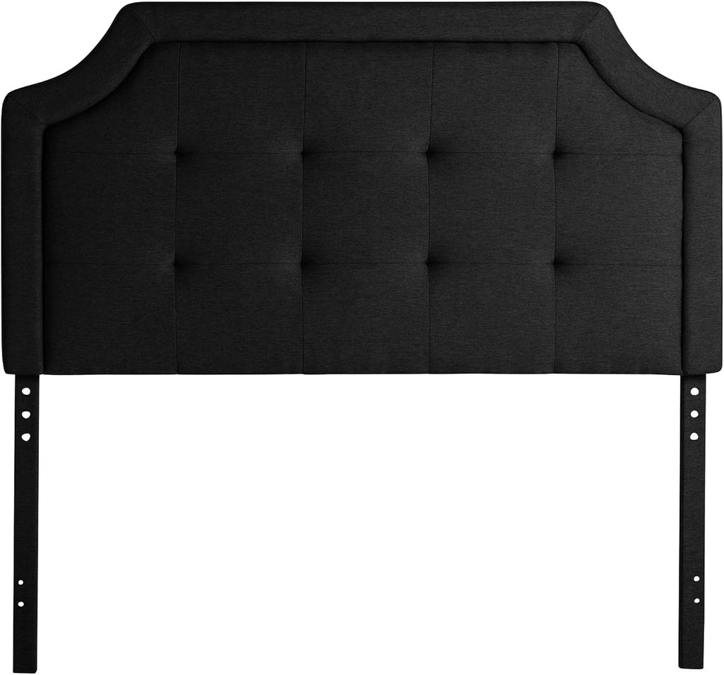 LUCID LUTTSCSTIVHB Bordered Upholstered Headboard with Square Tufting and Scalloped Edges, Twin/Twin XL, Black