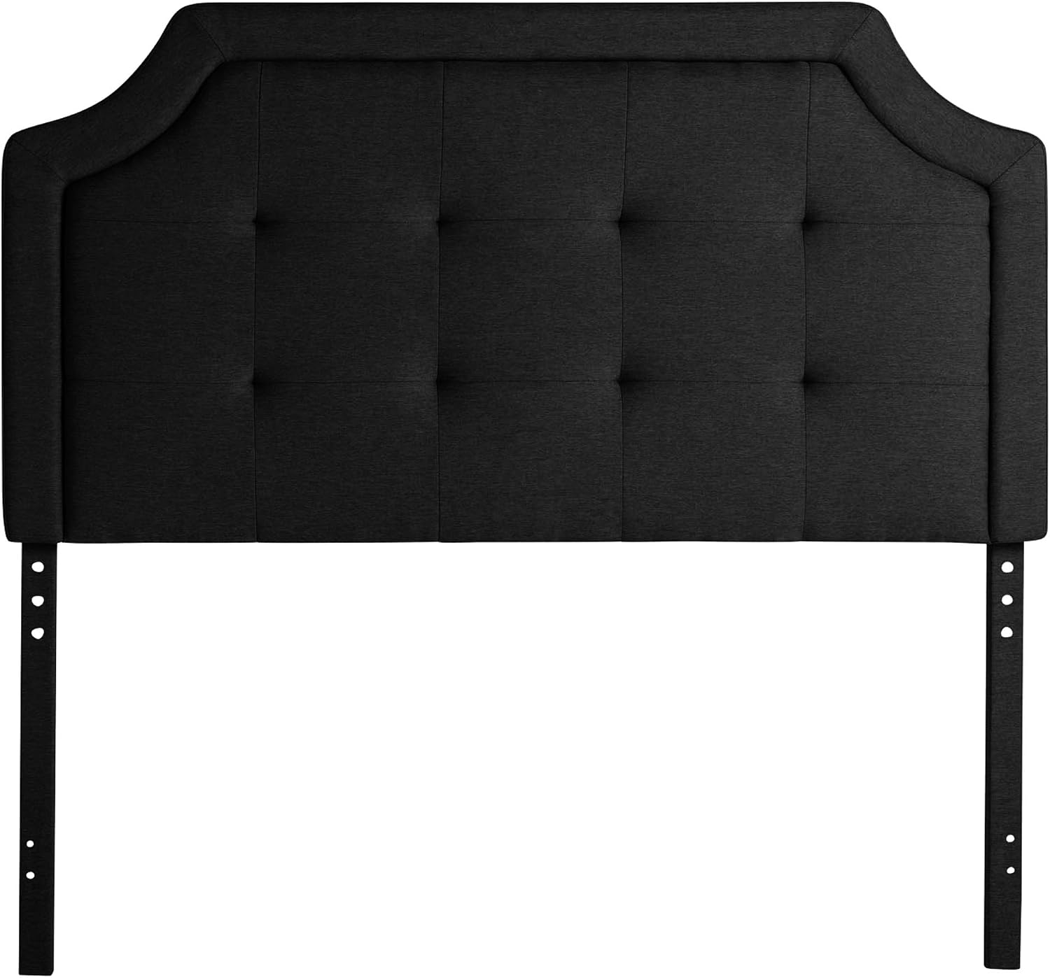 LUCID LUTTSCSTIVHB Bordered Upholstered Headboard with Square Tufting and Scalloped Edges, Twin/Twin XL, Black