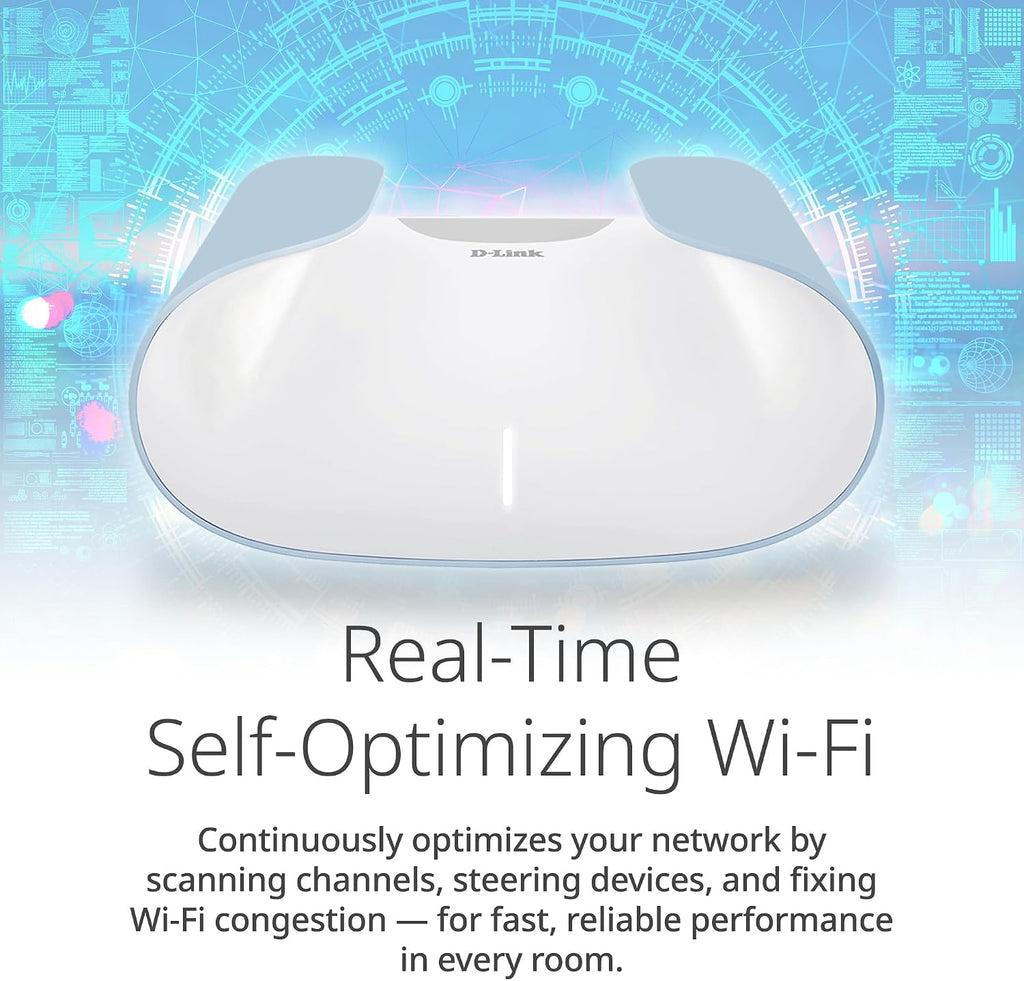 D-Link M60 AX6000 WiFi 6 Mesh Router—Sculpted Décor Ready Design—2.5 Gbps WAN + 4× Gbps LAN—Gaming/Streaming/Internet—Long Range Wireless Self Optimized 360° Coverage—Expandable Mesh—App Control