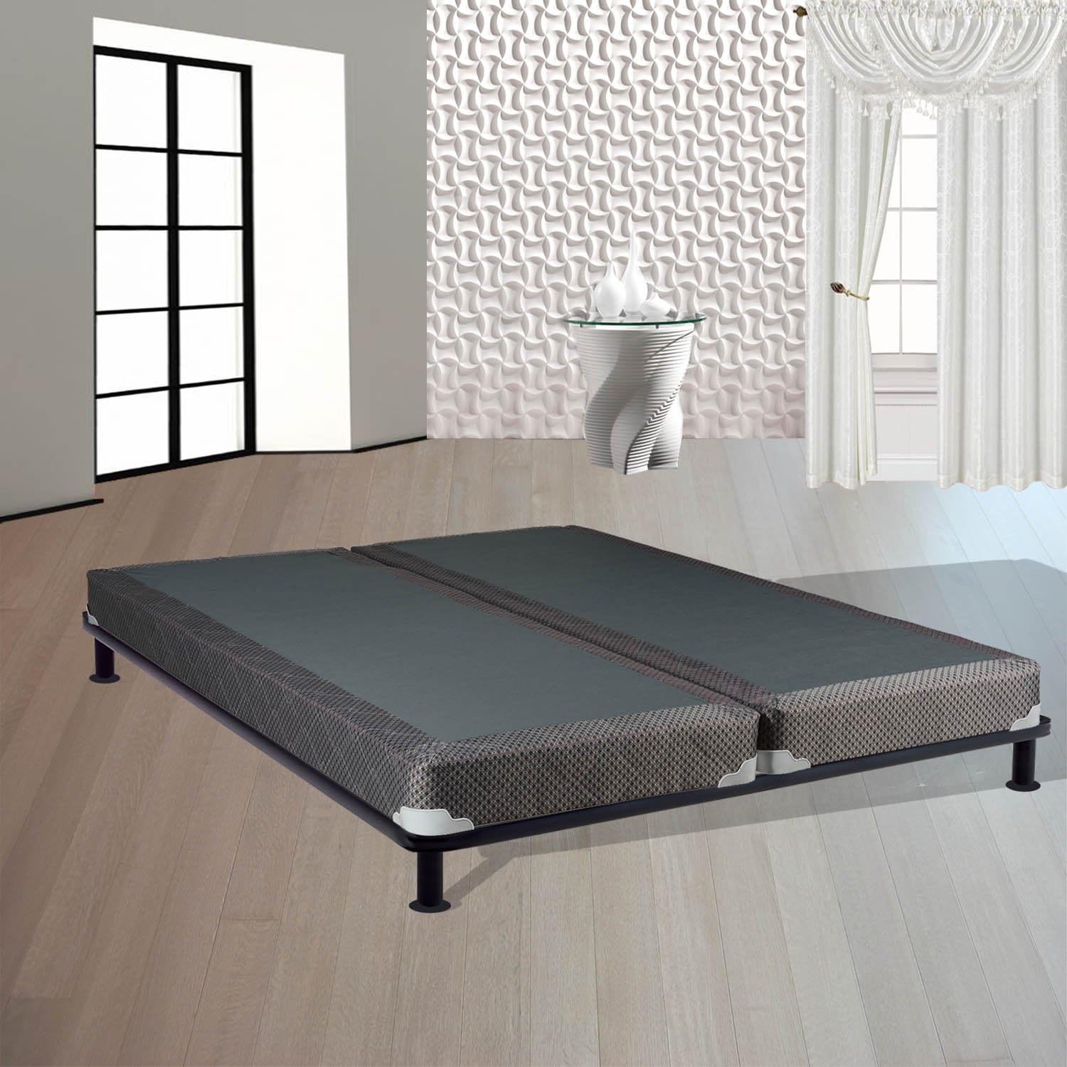 4-Inch Wood Split Low Profile Traditional Box Spring/Foundation for Mattress Set, Twin XL, beige