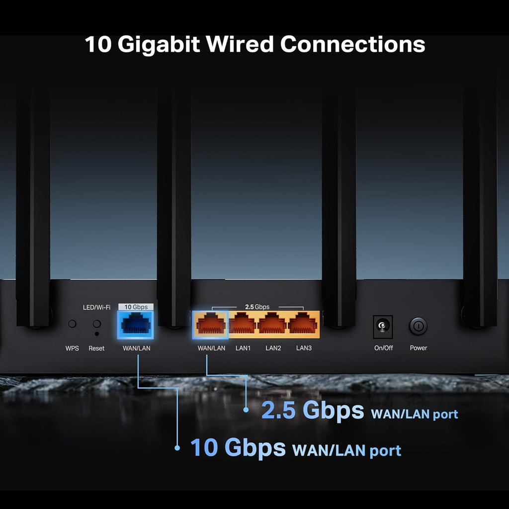 TP-Link Tri-Band BE9700 WiFi 7 Router (Archer BE600) – 10G Port, 2.5G Port, 3× 2.5G LAN, 320MHz Channel, Covers up to 2,600 sq. ft., 120 Devices, VPN, HomeShield Security