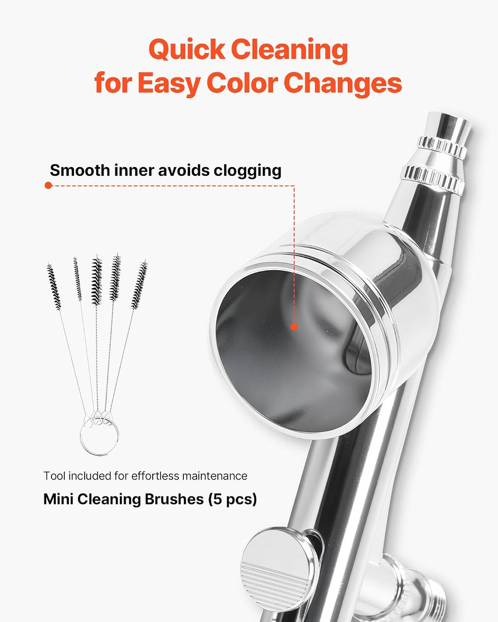 VEVOR Airbrush Kit, 1/6 HP, Air Brush Kit with Air Compressor, 1 Dual-Action Professional Airbrush with 3 Tips, Hose, Acrylic Paint, Brush, Low Noise, for Cake Decorating, Model Painting, Nail Art