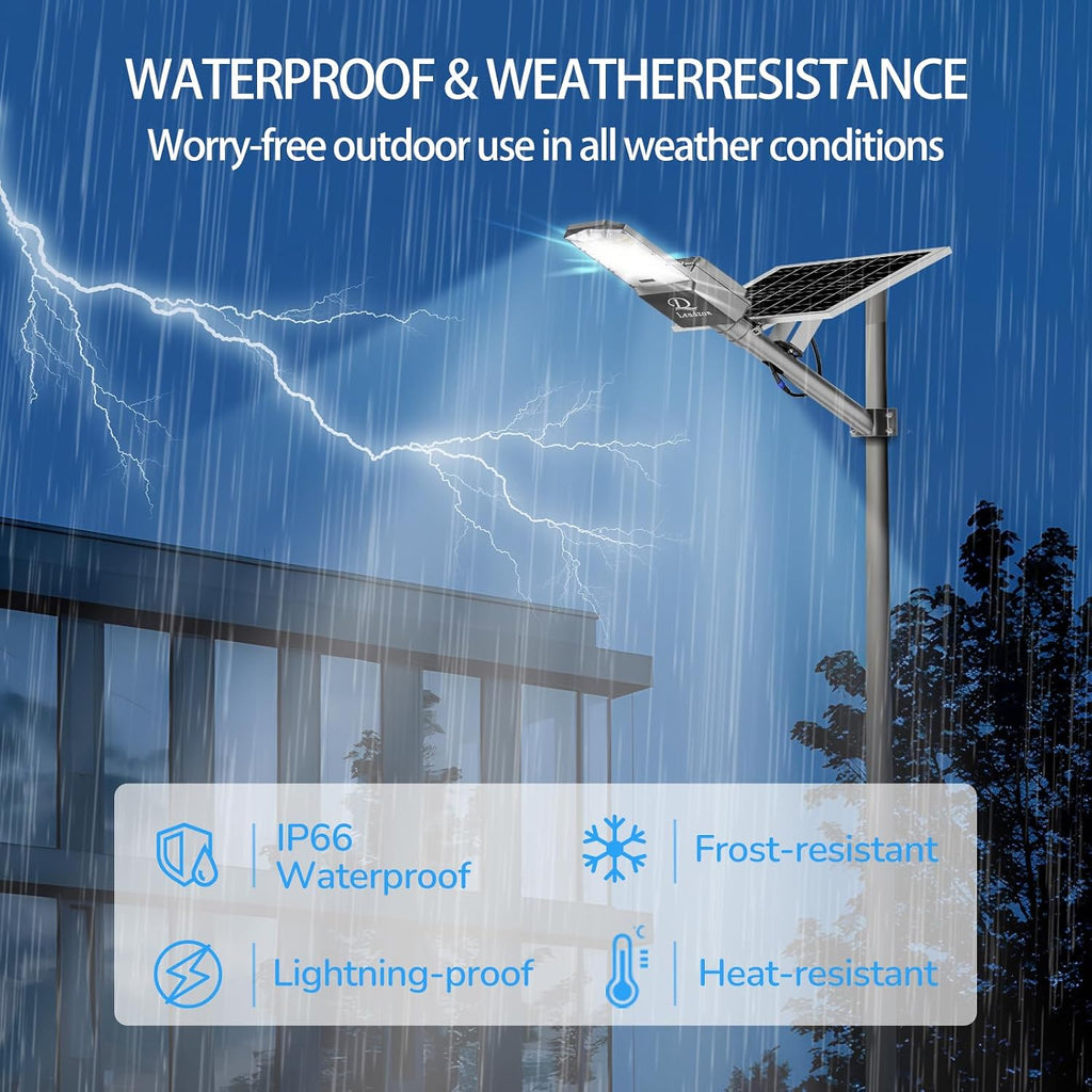 9500w Solar Street Lights Outdoor Waterproof, 450000LM Super Bright LED Beads Commercial Solar Flood Lights with Remote Control for Patio, Street, Court and Parkling Lot