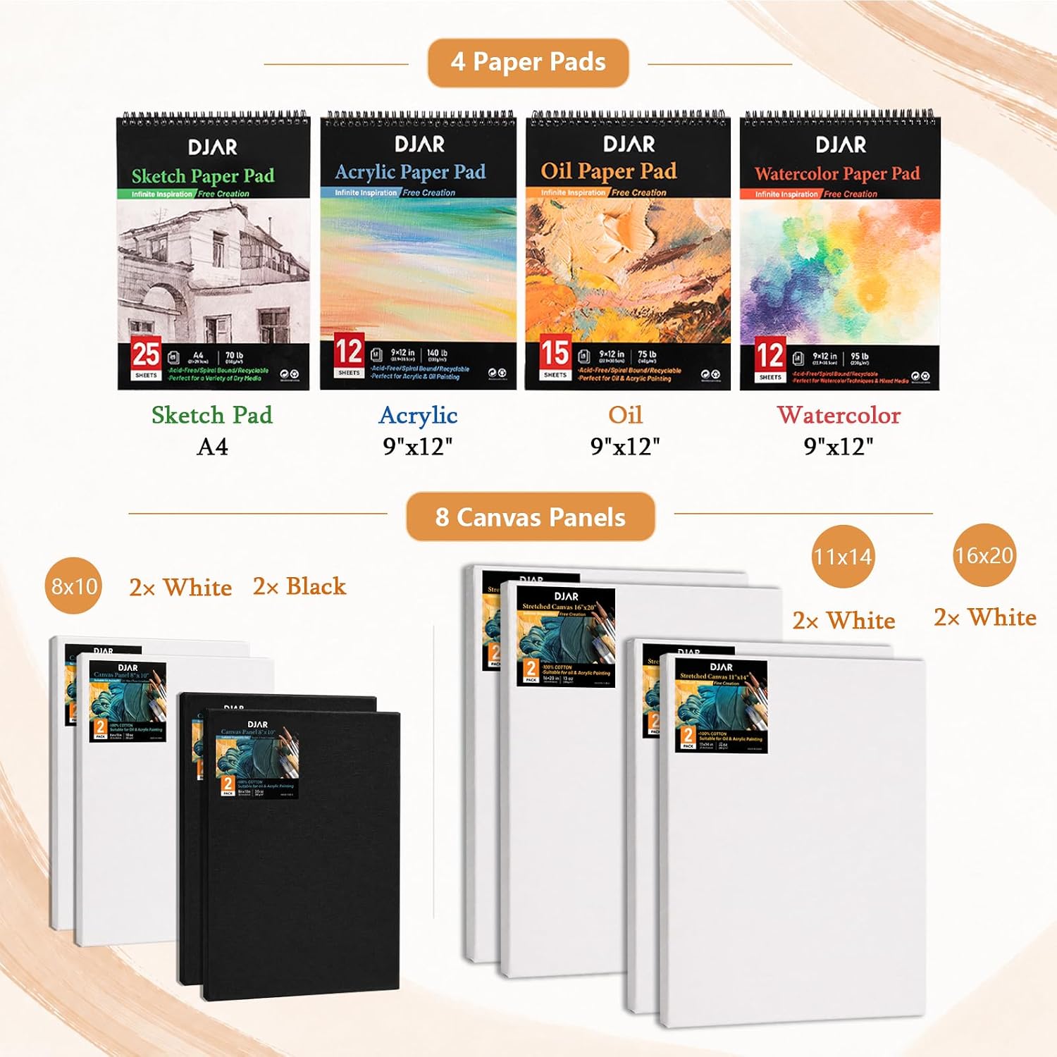 DJAR 169Pcs Art Painting Kit with French Easel, 96 Acrylic, Watercolor & Oil Paint Set, Professional All-in-One Complete Art Supplies Painting Set for Adults, Artists, Beginners