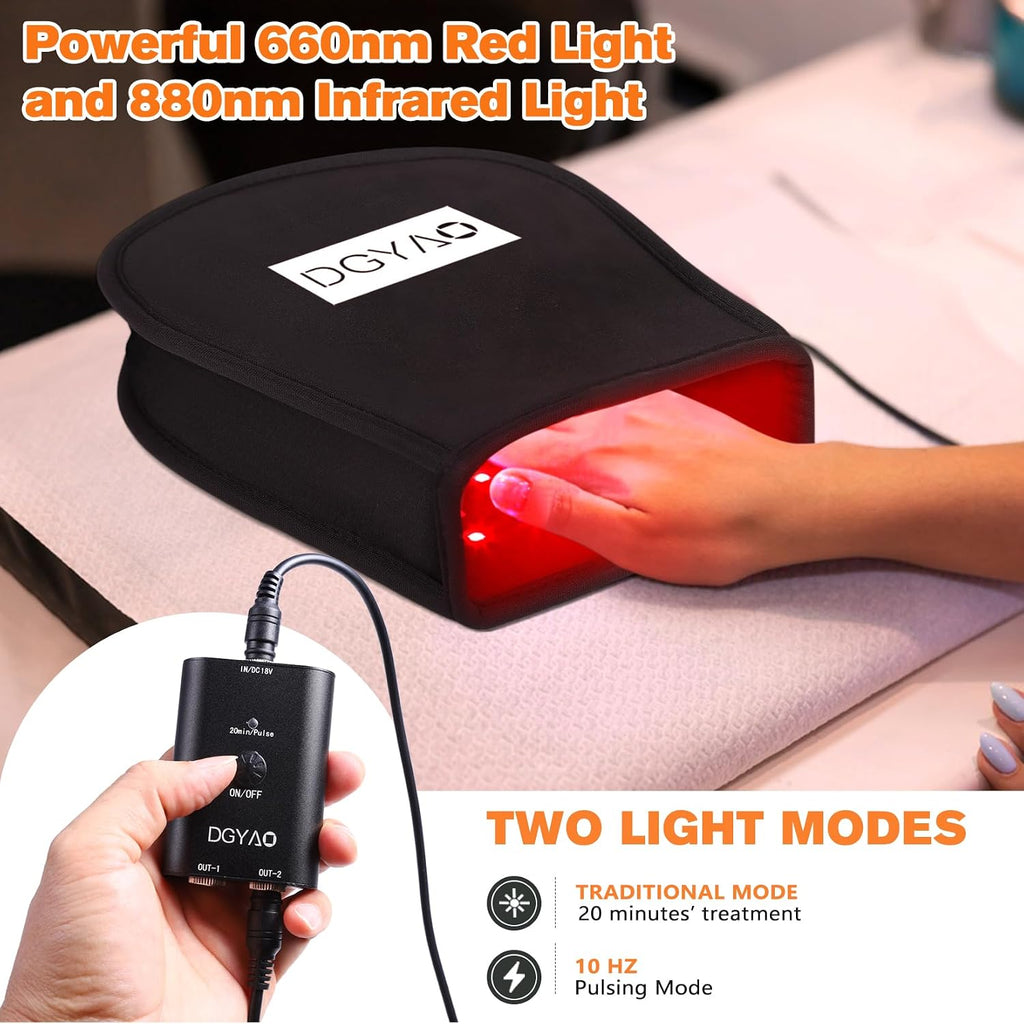 Red Infrared Light Therapy for Hand Pain Relief, 660nm & 880nm Infrared Hand Therapy Deep Penetrate Into Joint for Fingers Wrist Pain Relief, Double Side Design Pad Full Cover Hand LED Therapy