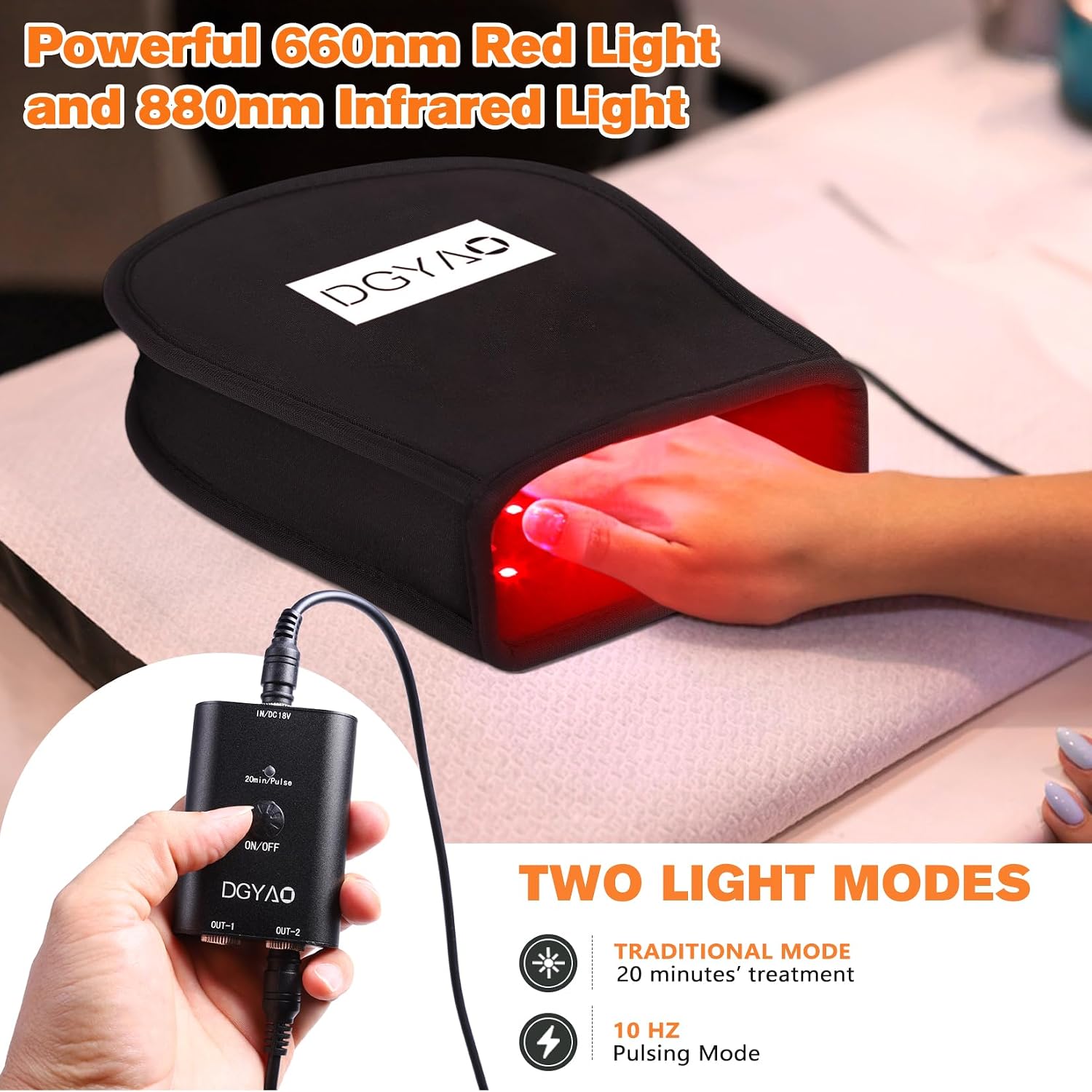 Red Infrared Light Therapy for Hand Pain Relief, 660nm & 880nm Infrared Hand Therapy Deep Penetrate Into Joint for Fingers Wrist Pain Relief, Double Side Design Pad Full Cover Hand LED Therapy