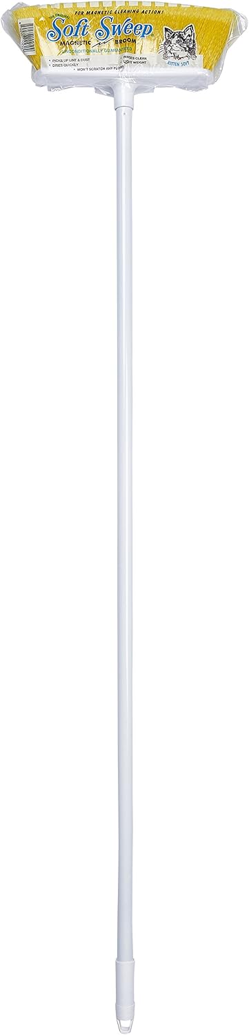 The Original Soft Sweep Magnetic Action Broom Assorted Colors with White Metal Handles (12 Brooms)