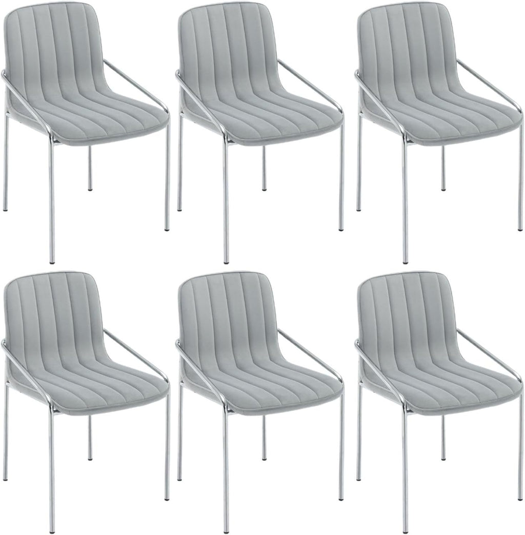 Luxury Velvet Dining Chairs with Swivel Function and Metal Legs Set of 2 (Grey + Black) Ideal for Living Room or Bedroom (Classic Style Set of 6)