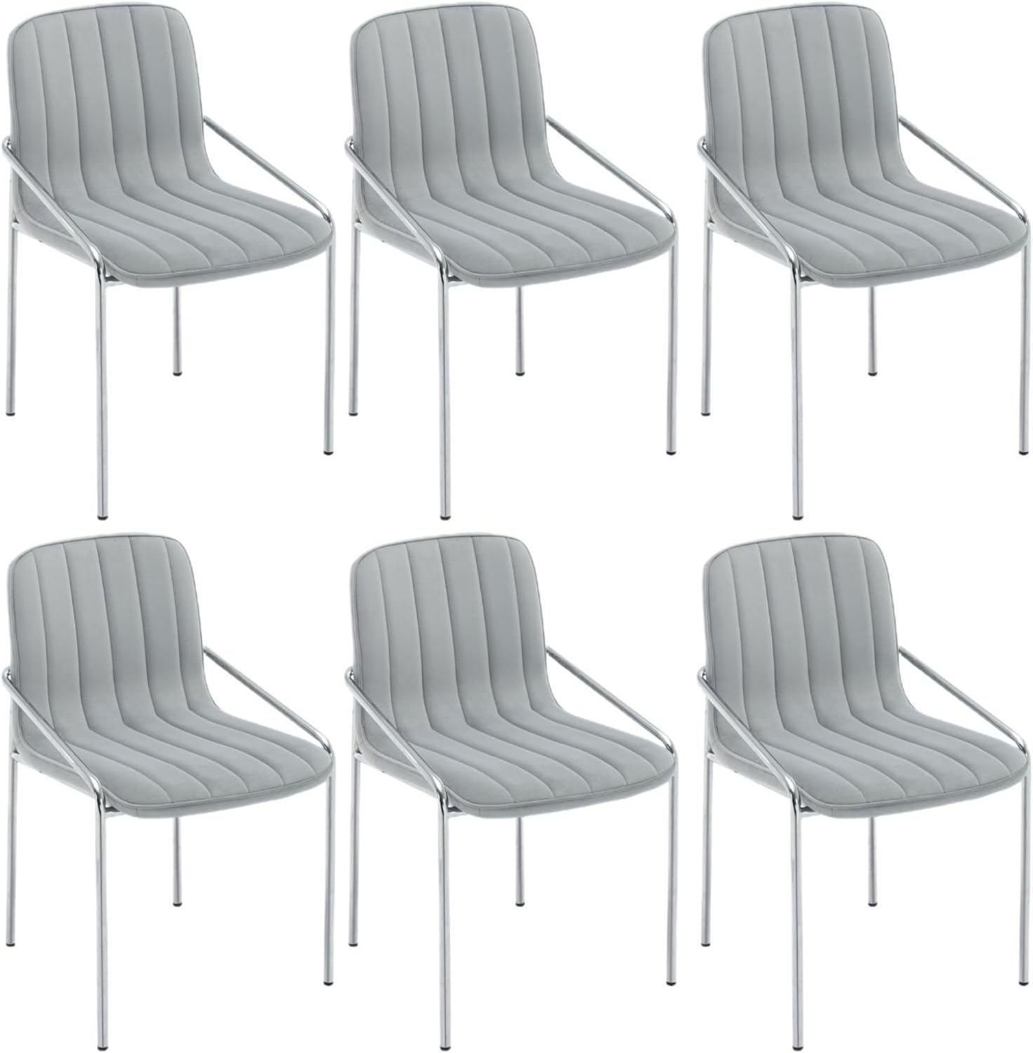 Luxury Velvet Dining Chairs with Swivel Function and Metal Legs Set of 2 (Grey + Black) Ideal for Living Room or Bedroom (Classic Style Set of 6)