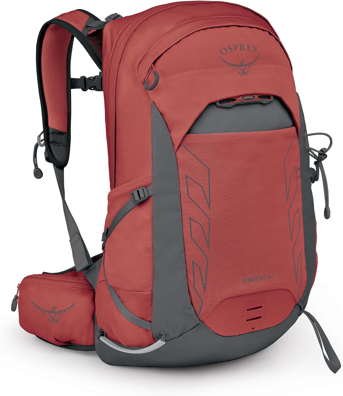 Osprey Tempest 22L Women's Lightweight Hiking Backpack - Small Daypack for Travel & Camping, Red Pampas/Coal Grey