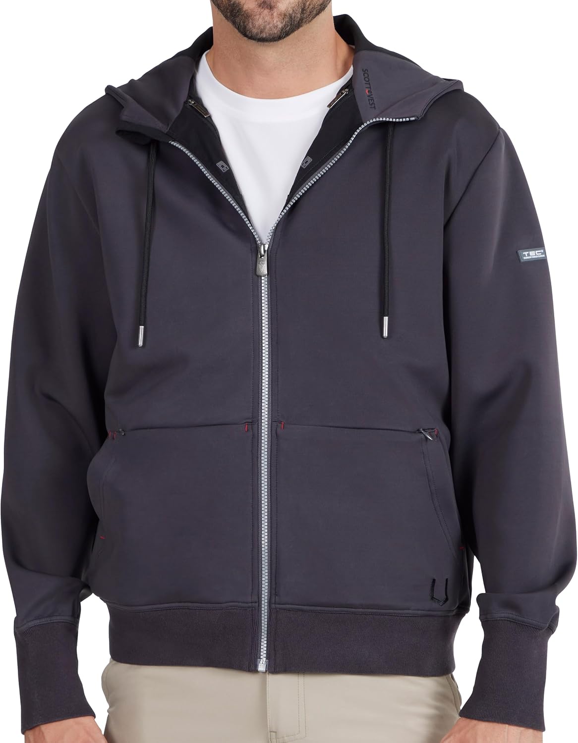 SCOTTeVEST Skubatu Hoodie for Men - 21 Hidden Pockets - Zip Up Sweatshirt for Travel & More