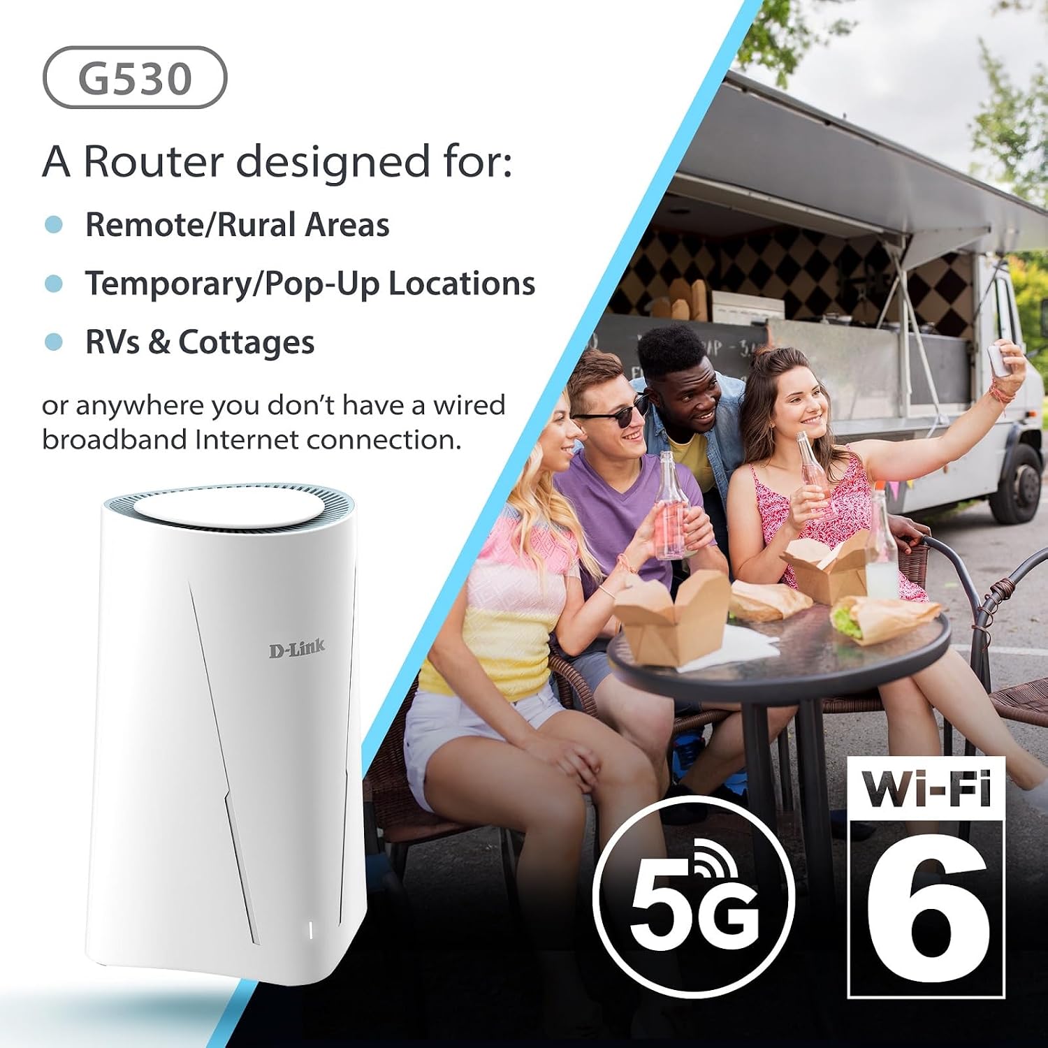G530 5G NR AX3000 WiFi 6 Router with SIM Card Slot, Cellular Gateway, Optimized High-Gain Antennas, Dual-WAN Failover, AT&T, T-Mobile and Verizon Certified