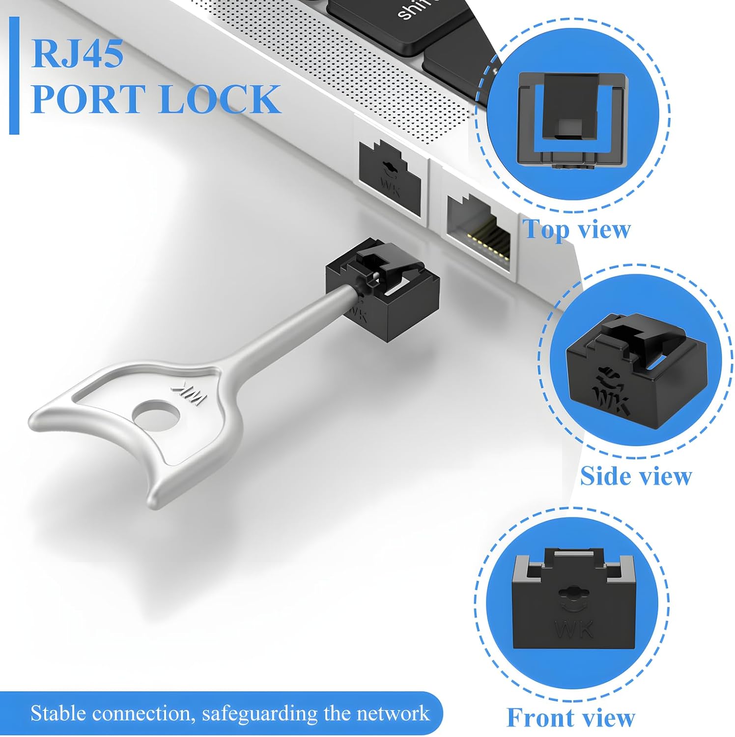 105 Pcs RJ45 Port Lock with 10 Key,Lock RJ45 Port/Dust Protector,RJ45 Dust Cover Female Port Plug Protector,Compatible with Computer, TV, Router, Other Devices RJ45 (15 PCS Per Color)