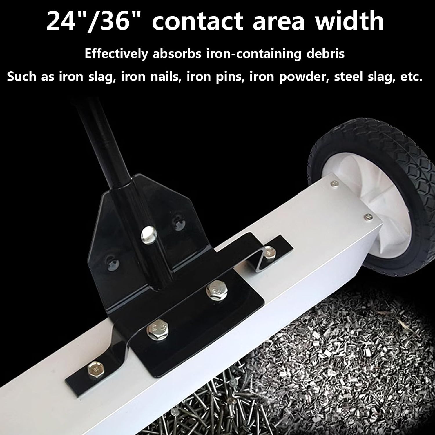 24In /36In Rolling Magnetic Sweeper with Wheels, 2200Gauss Magnetic Pickup Tool with Handpull Demagnetization, 55-75 Lbs Load Capacity, 180° No Blind Spots Pick Up,for Na(24In)