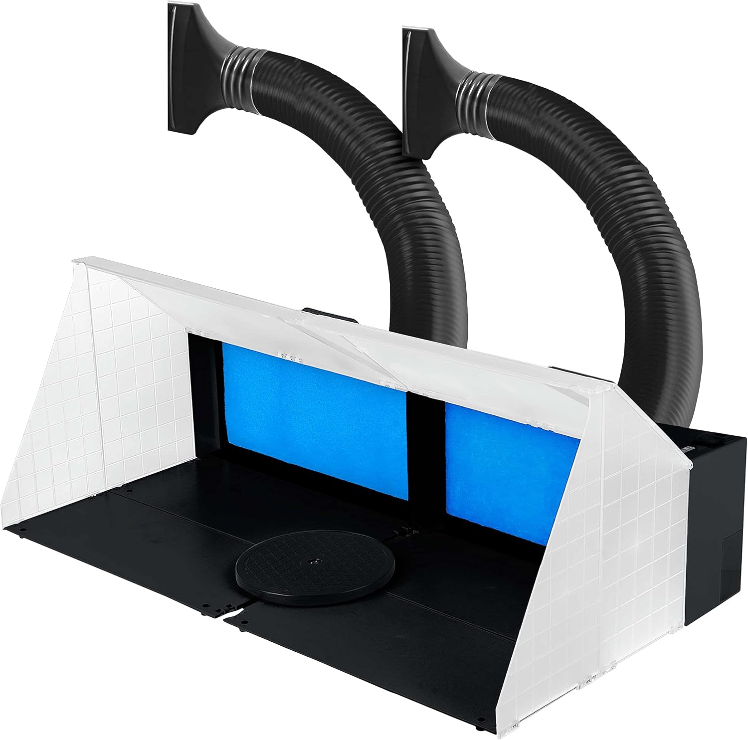 Master Airbrush (2 Pack) Portable Airbrush Spray Booth Station with LED Lighting, 25W Fan, Turntable & 5.6' Extension Hose, 16.5'x19'x13.5', Combine for Larger Workspace, Hobby Airbrush Booth