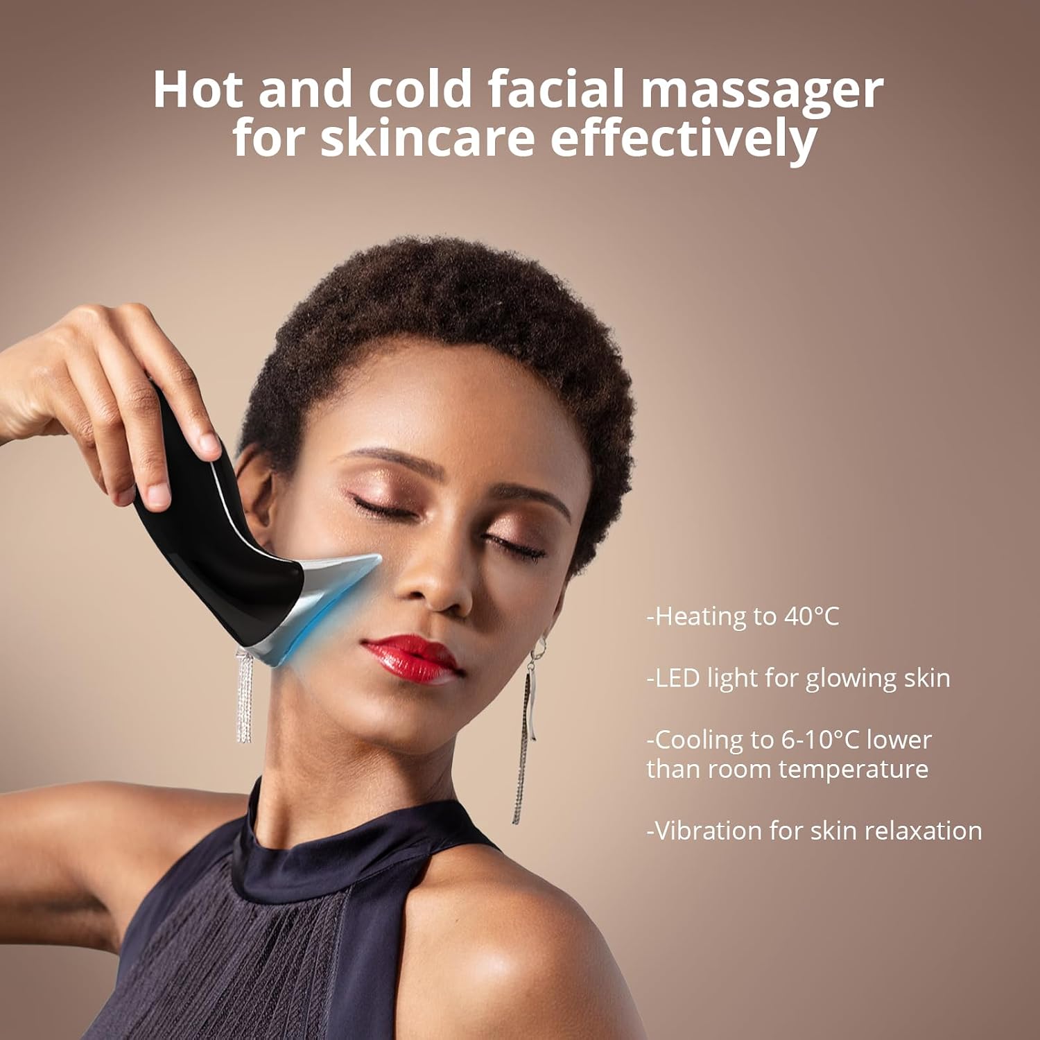 Ms.W Red Light Neck Face Massager, Facial Massager with Hot & Cold Modes for Skin Care, Vibration for Skin Tightening and Rejuvenation