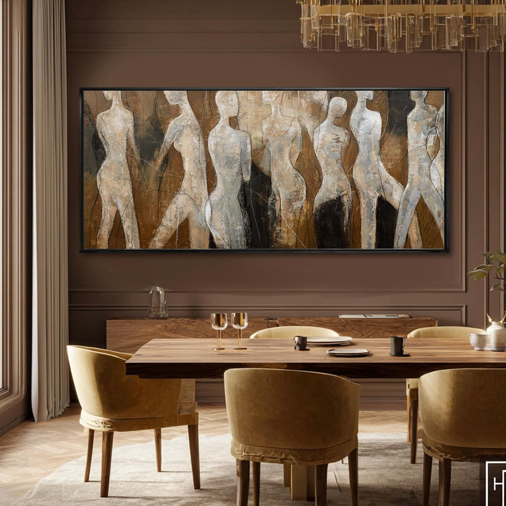 CHUDANHAO Abstract Wood Wall Art Figure Decorative Pictures Line Large Artwork 40'x86' Painting for Living Room Posters for Bedroom
