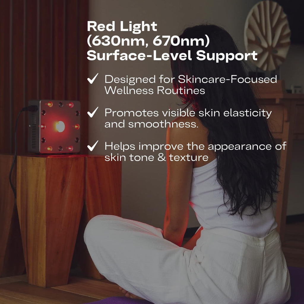 EMR-TEK Firewave | Red Light Therapy for Face & Body, Blend of Red (630nm 670nm) & Near-Infrared (830nm) Light | Portable LED Lamp for At-Home Skincare Wellness, Supports Recovery & Full-Body Sessions