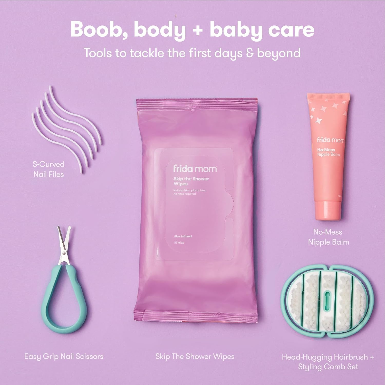 Frida Mom 30pc Pre-Packed Hospital & Diaper Bag Essentials Gift Set, Includes Labor, Postpartum, & Newborn Grooming Kit in One, Easy to Organize with Removable Toiletry Bags, & Suitcase Strap