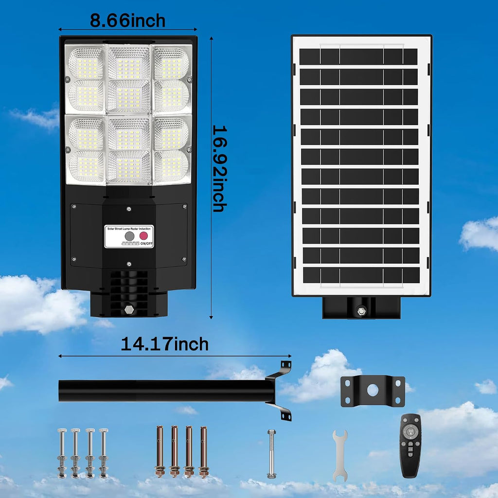 Solar Flood Lights Outdoor 3000W with Motion Sensor, 20000LM Super Bright Waterproof Security Lights for Backyard, Driveway, Garden, Yard, Garage - Ideal for Homeowners & Businesses