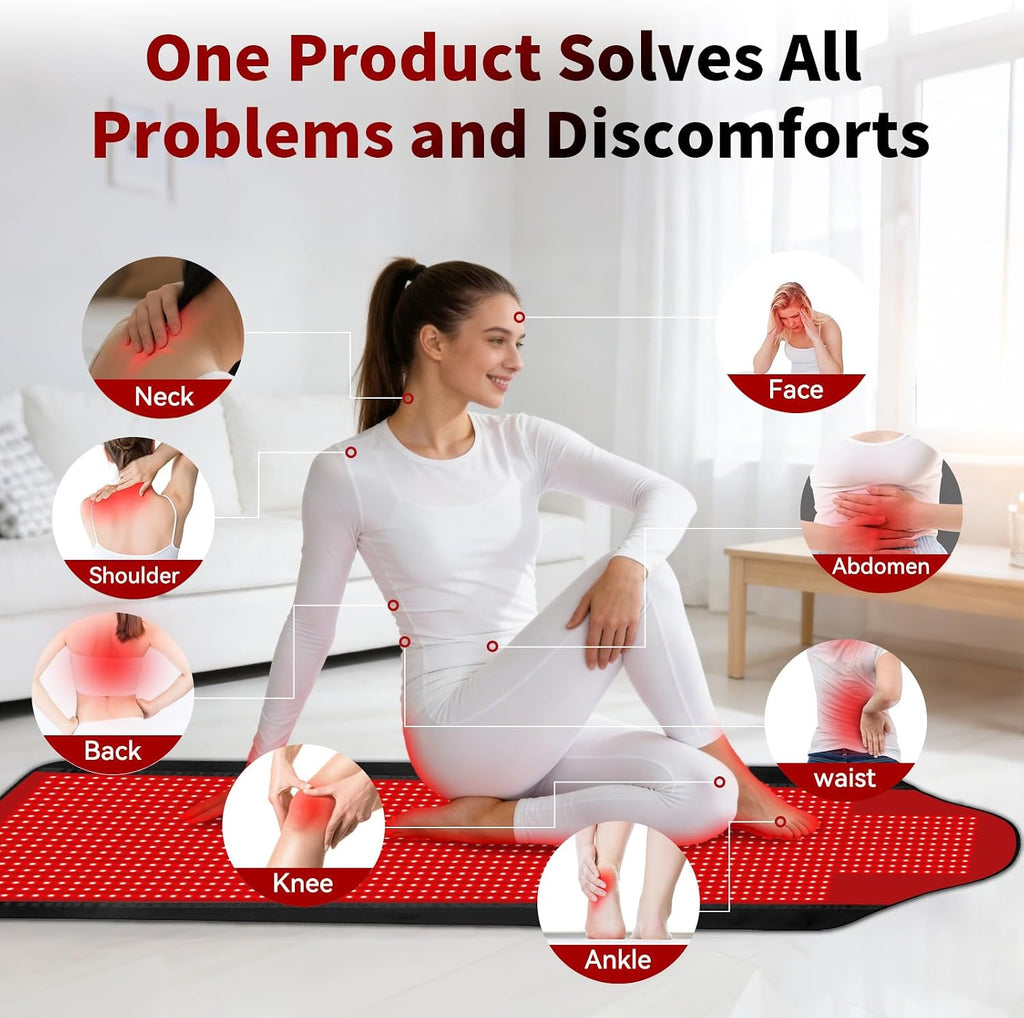 Full Body Red Light Therapy Mat with 1707 LEDs, 3-in-1 660nm & 850nm TPU Infrared Light Blanket, 73' x 36' Foldable Therapy Pad with Timer Controller Pulse Modes for Home Use 192W