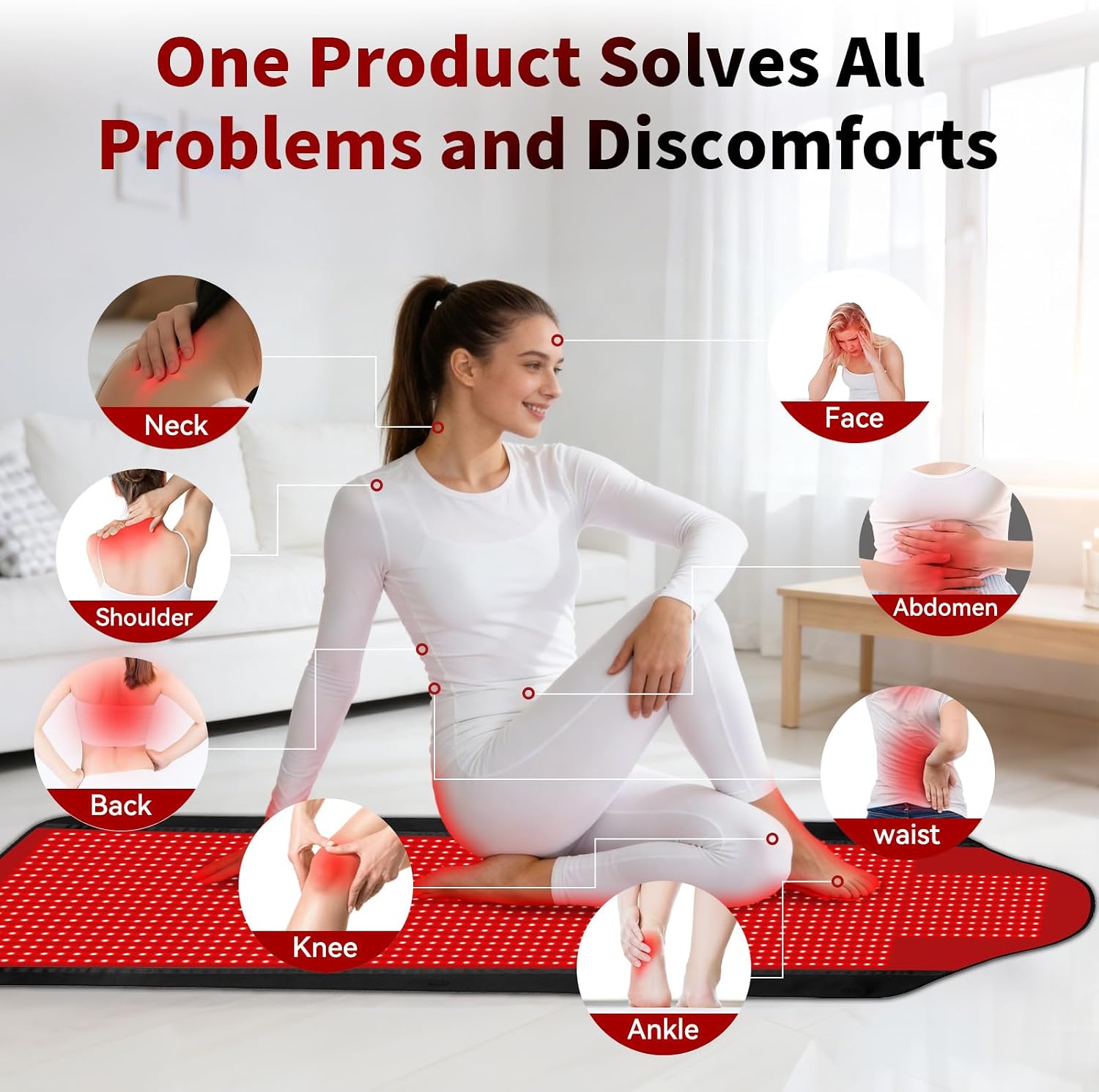 Full Body Red Light Therapy Mat with 1707 LEDs, 3-in-1 660nm & 850nm TPU Infrared Light Blanket, 73' x 36' Foldable Therapy Pad with Timer Controller Pulse Modes for Home Use 192W