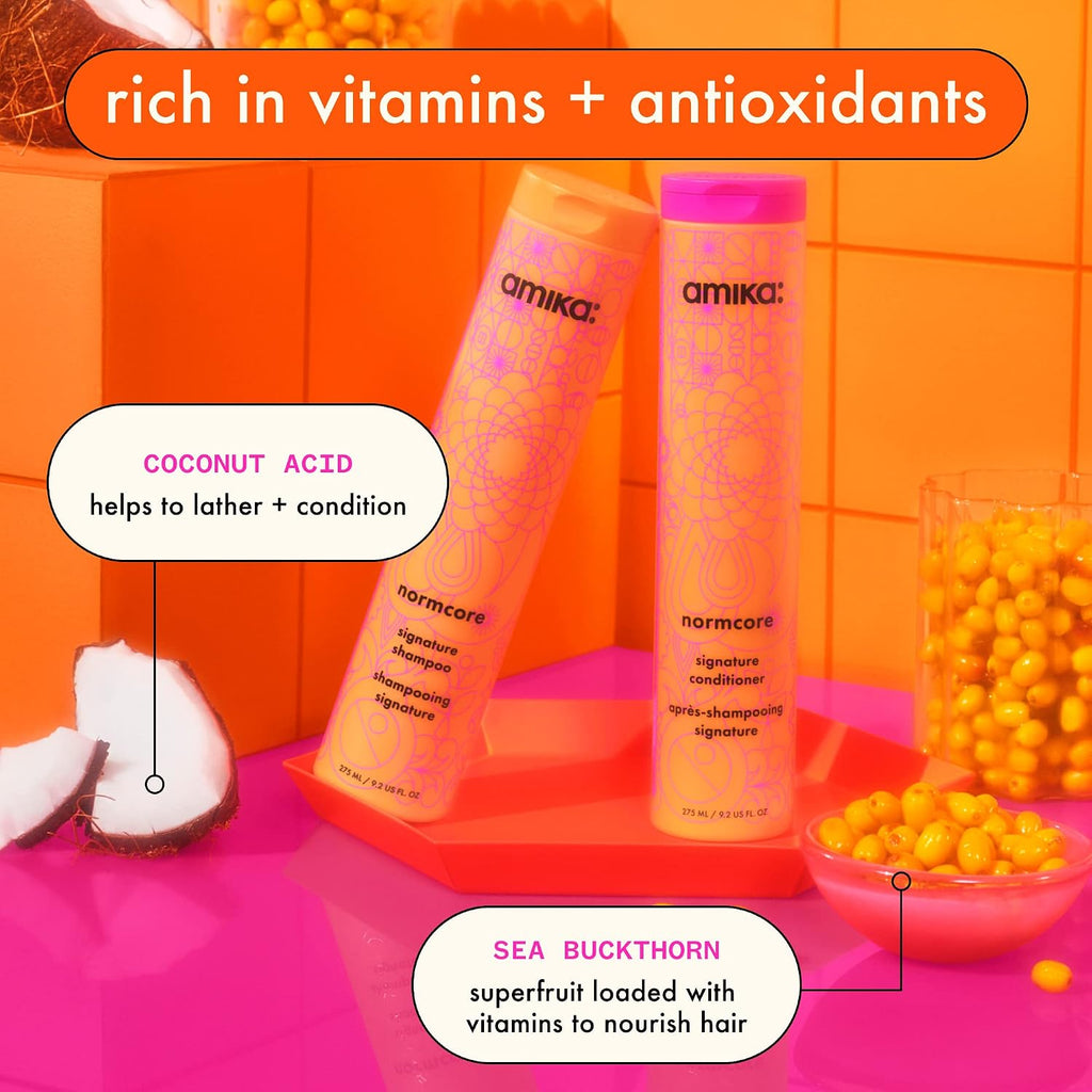 amika supersized superfruit nourish + style set | for fine-to-thick hair types 1-3c seeking softer and more conditioned hair, liter set for soft hair