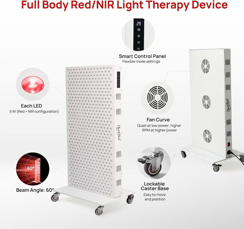 Red Light Therapy Panel for Body, 7 Wavelengths (630, 660, 780, 810, 850, 940, 1060 nm), 580LEDs, Near‑Infrared Light Wellness Device with Adjustable Intensity, Home Use
