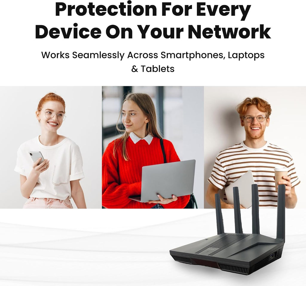 Kibosh 3.0 Family Internet & Advanced Parental Controls Now w/t Mobile (iOS/Android) - Malware, Bandwidth, GPS, History, SafeSearch. Powerhouse WiFi 6 Router w/t Quad-core CPU + 2.5G WAN/LAN!