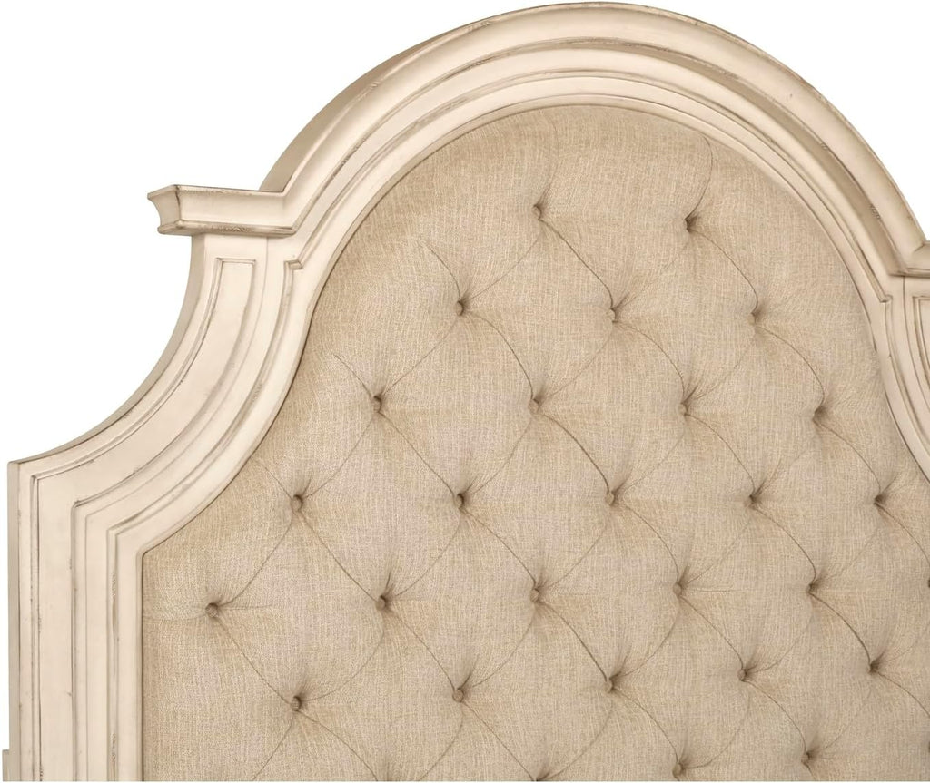 New Classic Furniture Anastasia Solid Wood California King Bed, Antique White