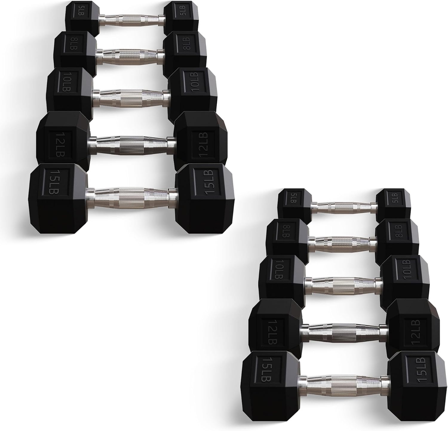 BalanceFrom Premium Rubber Encased Hex Dumbbell Sets, 46LBS Set, 60LBS Set, 100LBS Set