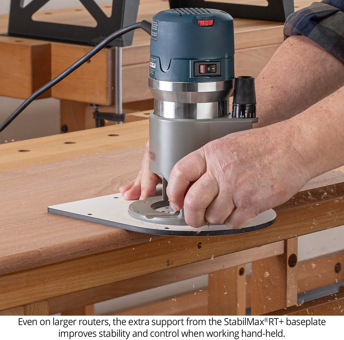 Woodpeckers StabilMaxRT+ Router Table System, USA Made Portable Benchtop Router Table, Instantly Switch From Hand-Held Routing & Table Routing - SMRT-P
