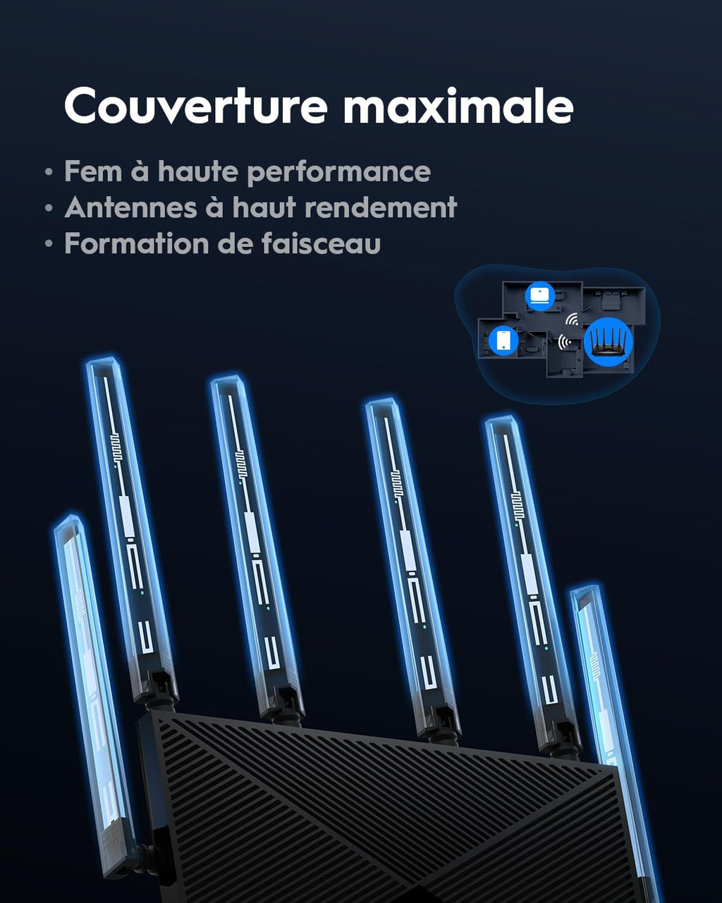 Cudy Tri-Band WiFi 7 BE11000 Router, 6-Stream 10 Gbps, 4 × 2.5G Ports, Up to 11000Mbps, VPN Server and Client, Cudy APP and Mesh, 6 × High-gain Antennas, WR11000